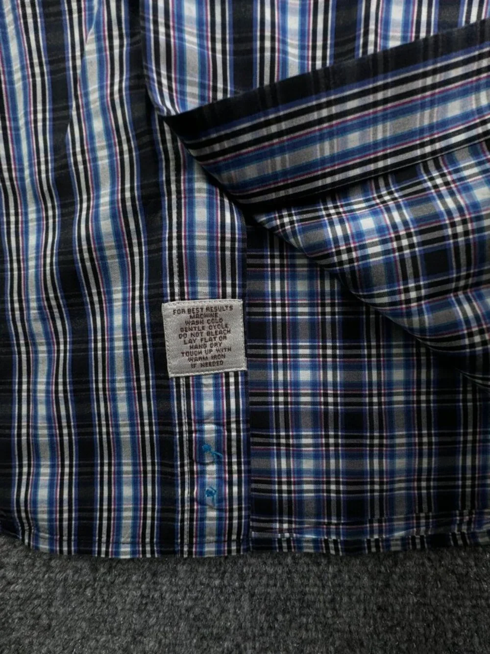 Peter Millar Seaside Finish Long Sleeve Button Up Shirt Plaid Blue Large Cotton